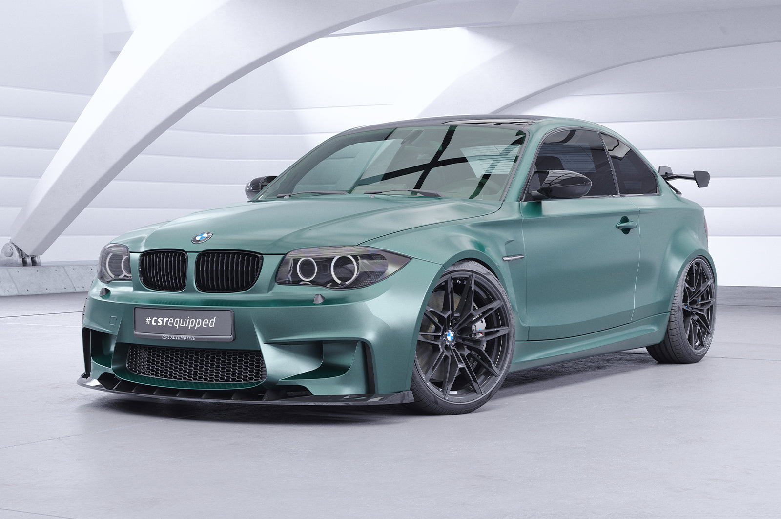 CSR Schwanenhals Heckflügel mit ABE für BMW 1er / M1 E82 Coupe SHF043-D02-F002-F-L Design 2
