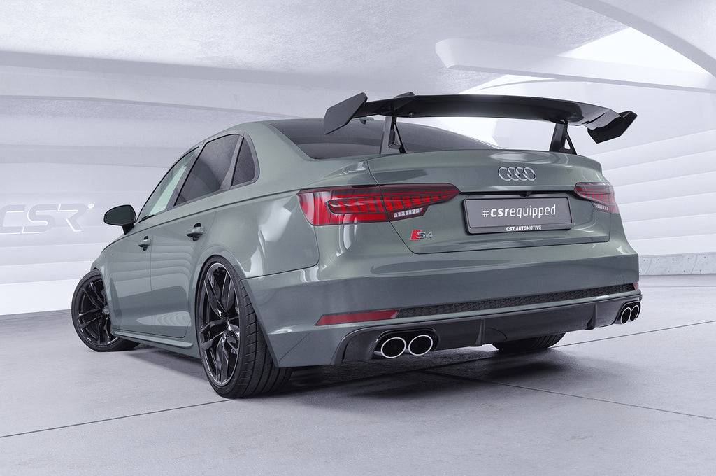 CSR Schwanenhals Heckflügel mit ABE für Audi A4 / S4 B9 (Typ 8W) Limousine SHF044-D02-F002-F-L Design 2