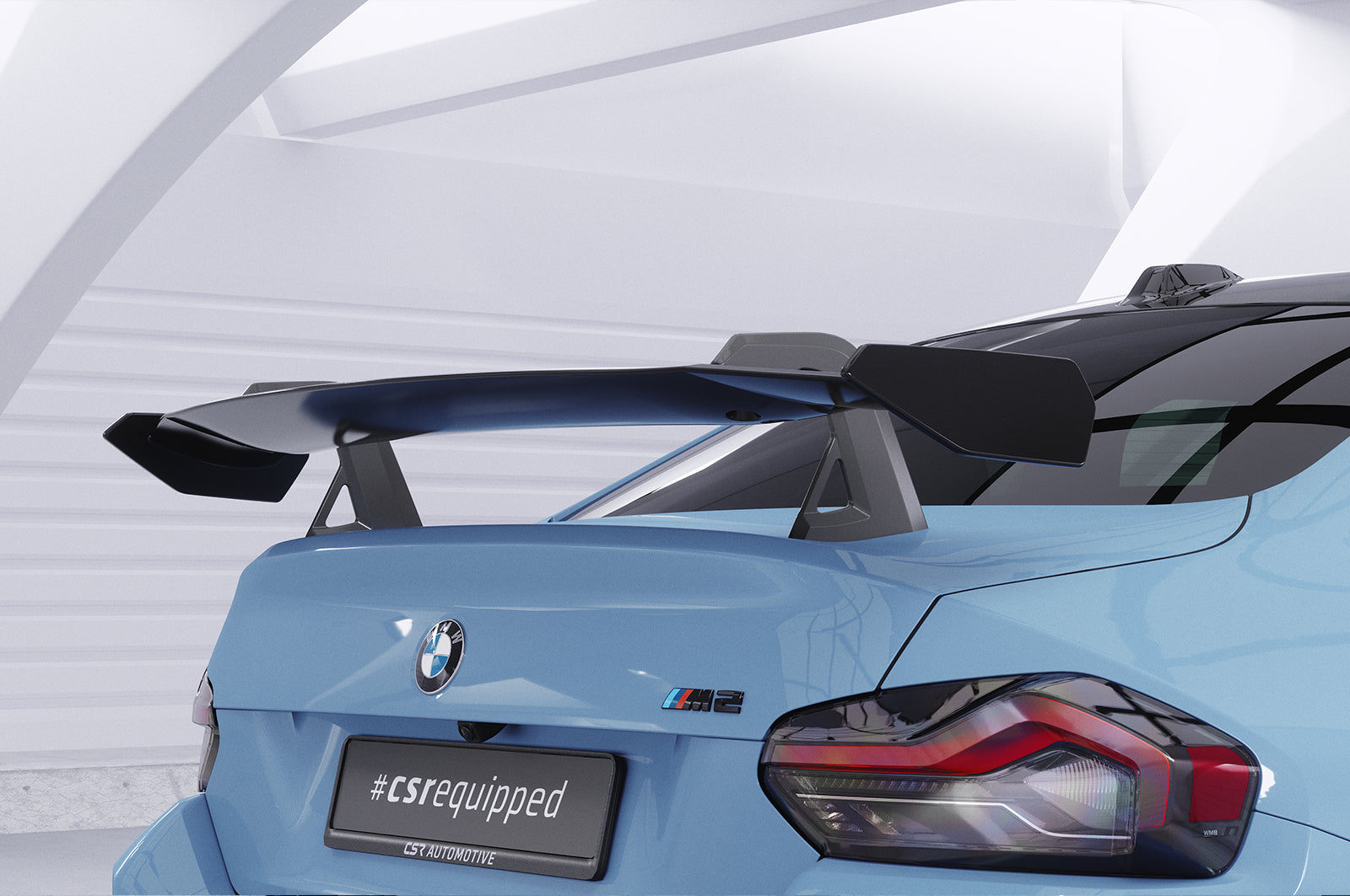 CSR Schwanenhals Heckflügel mit ABE für BMW 2er G42 / M2 G87 Coupe SHF056-D02-C Carbon Look Hochglanz (keine Lackierung erforderlich)