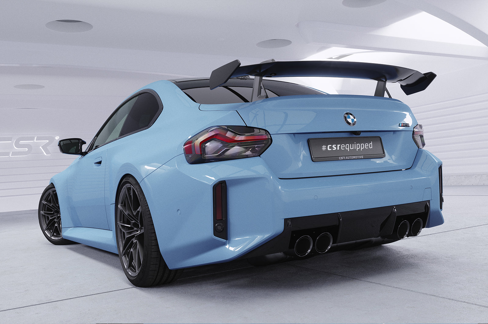 CSR Schwanenhals Heckflügel mit ABE für BMW 2er G42 / M2 G87 Coupe SHF056-D02-C Carbon Look Hochglanz (keine Lackierung erforderlich)