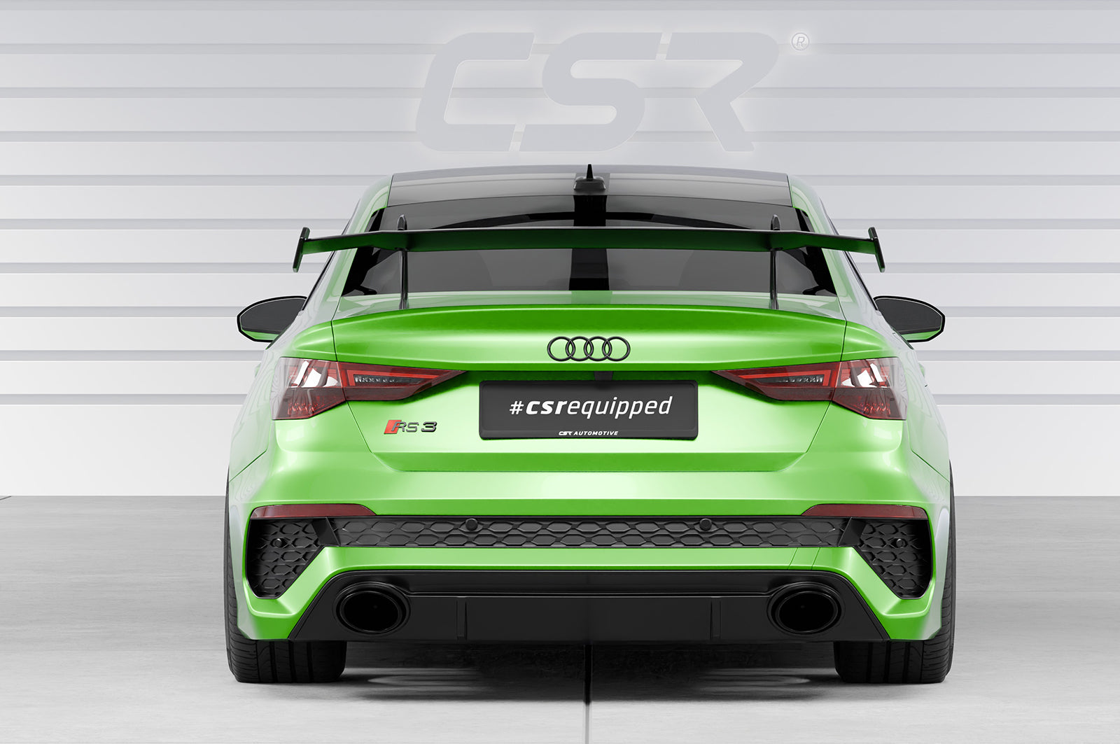 CSR Schwanenhals Heckflügel mit ABE für Audi A3 / S3 / RS3 (8Y) Limousine SHF057-D02-C Carbon Look Hochglanz (keine Lackierung erforderlich)
