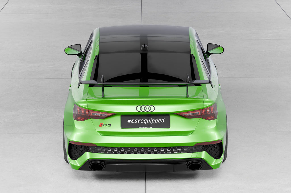 CSR Schwanenhals Heckflügel mit ABE für Audi A3 / S3 / RS3 (8Y) Limousine SHF057-D02-C Carbon Look Hochglanz (keine Lackierung erforderlich)