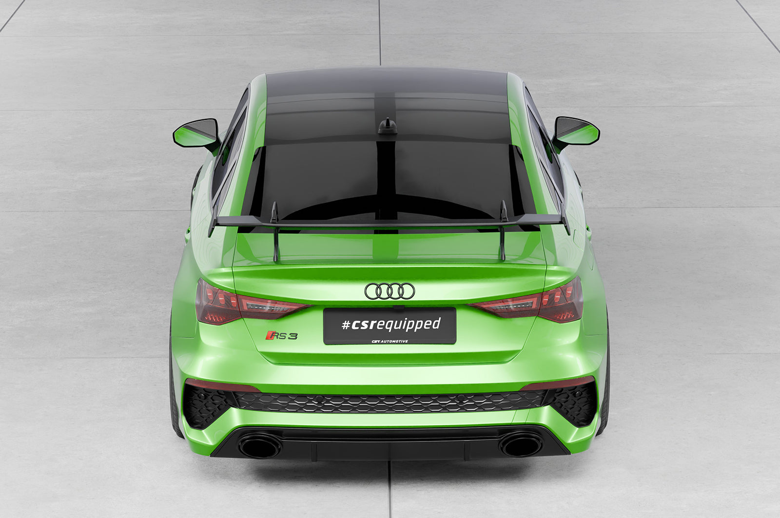 CSR Schwanenhals Heckflügel mit ABE für Audi A3 / S3 / RS3 (8Y) Limousine SHF057-D02-C Carbon Look Hochglanz (keine Lackierung erforderlich)