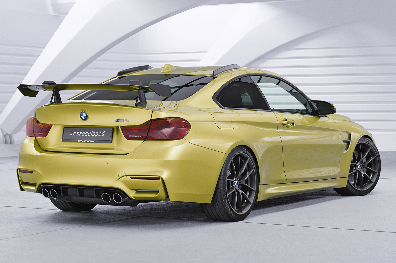 CSR Schwanenhals Heckflügel mit ABE für BMW M4 F82 Coupe SHF059-D02-C Carbon Look Hochglanz (keine Lackierung erforderlich)