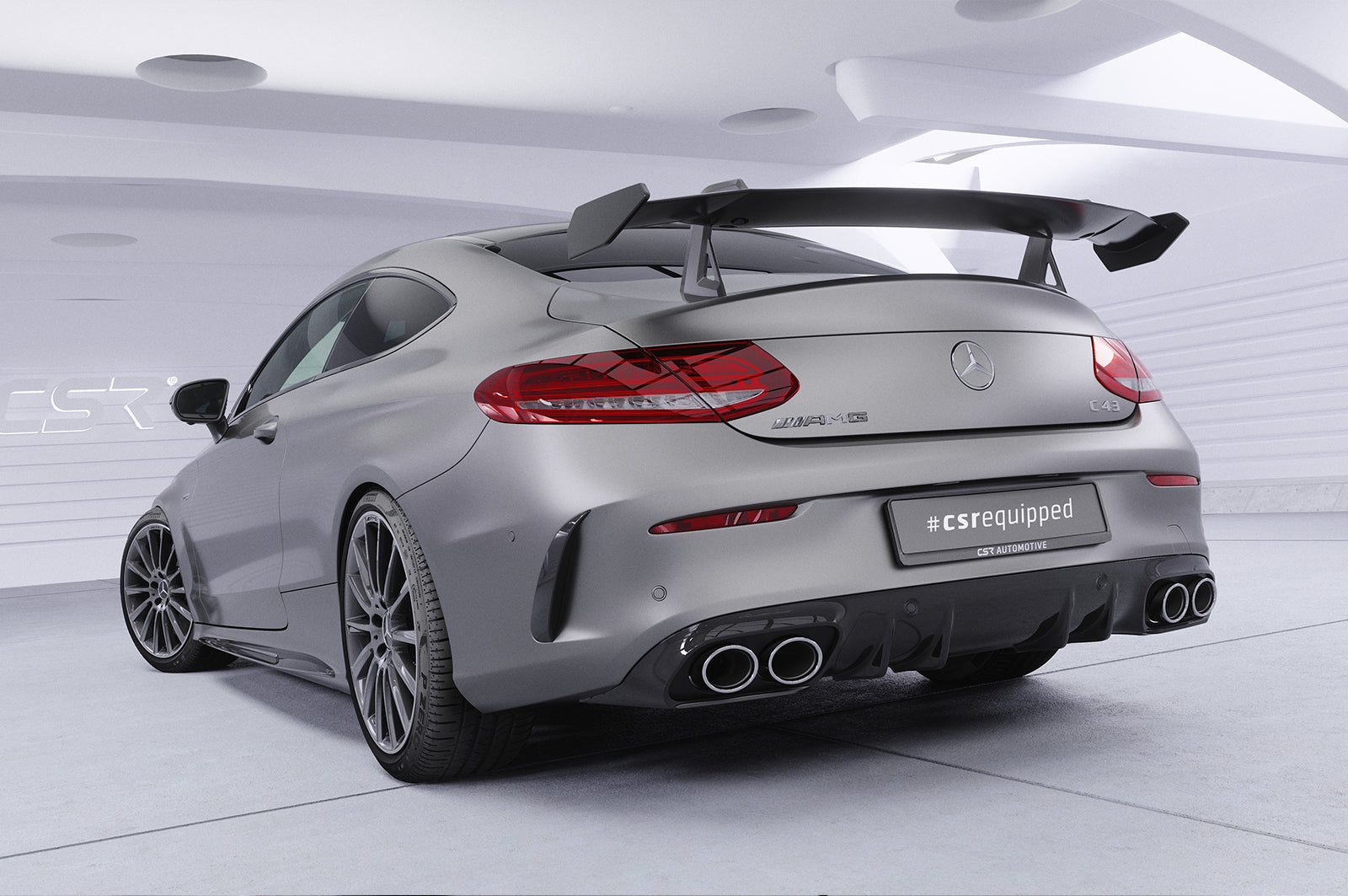 CSR Schwanenhals Heckflügel mit ABE für Mercedes-Benz C-Klasse (C205) Coupe SHF068-D02-F002-F-L Design 2