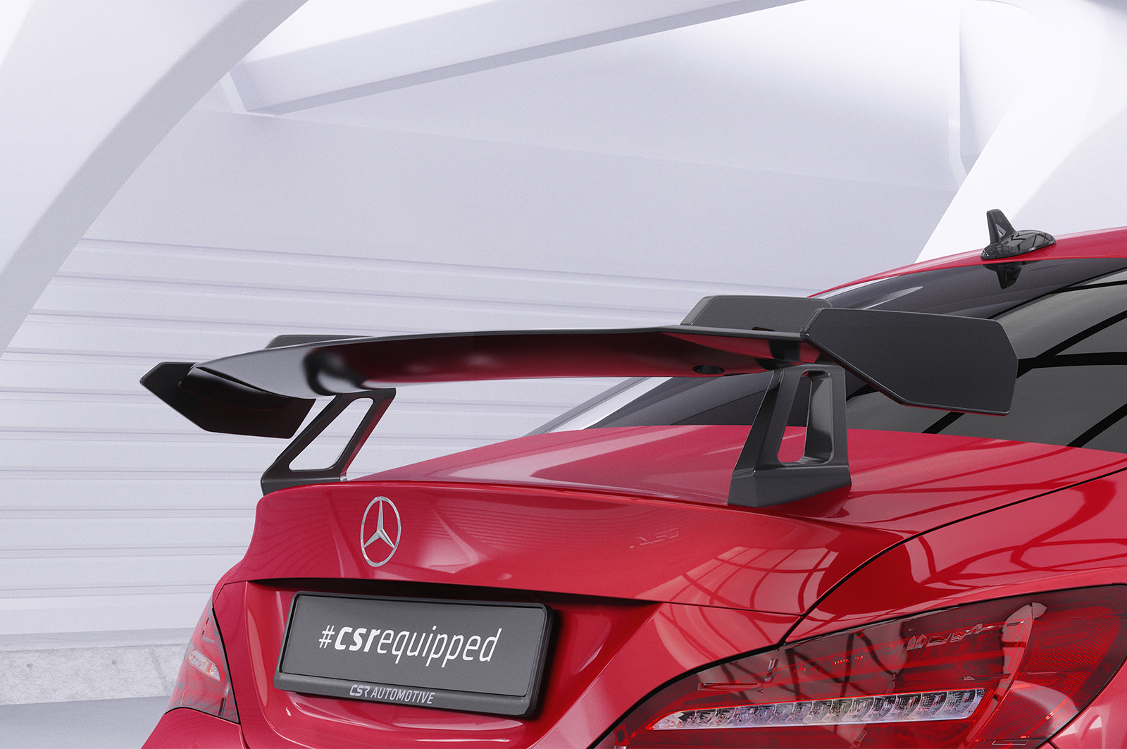 CSR Schwanenhals Heckflügel mit ABE für Mercedes-Benz CLA (C117) Limousine SHF069-D01-C Carbon Look Hochglanz (keine Lackierung erforderlich)