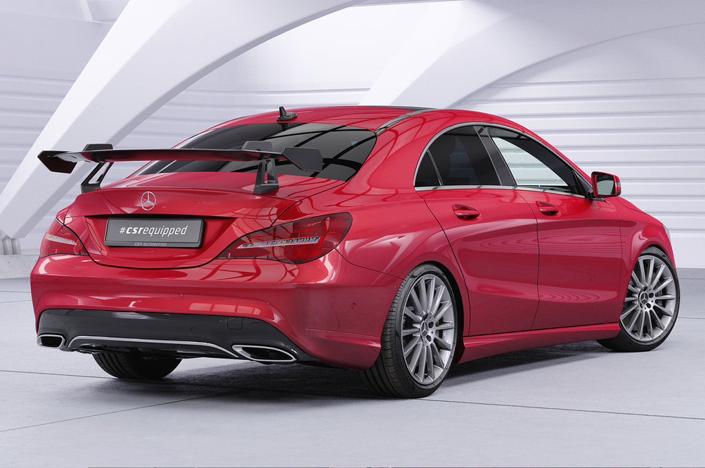 CSR Schwanenhals Heckflügel mit ABE für Mercedes-Benz CLA (C117) Limousine SHF069-D01-C Carbon Look Hochglanz (keine Lackierung erforderlich)
