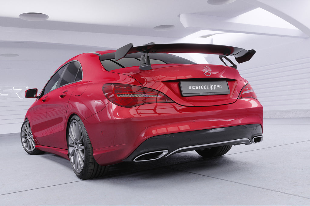 CSR Schwanenhals Heckflügel mit ABE für Mercedes-Benz CLA (C117) Limousine SHF069-D01-C Carbon Look Hochglanz (keine Lackierung erforderlich)