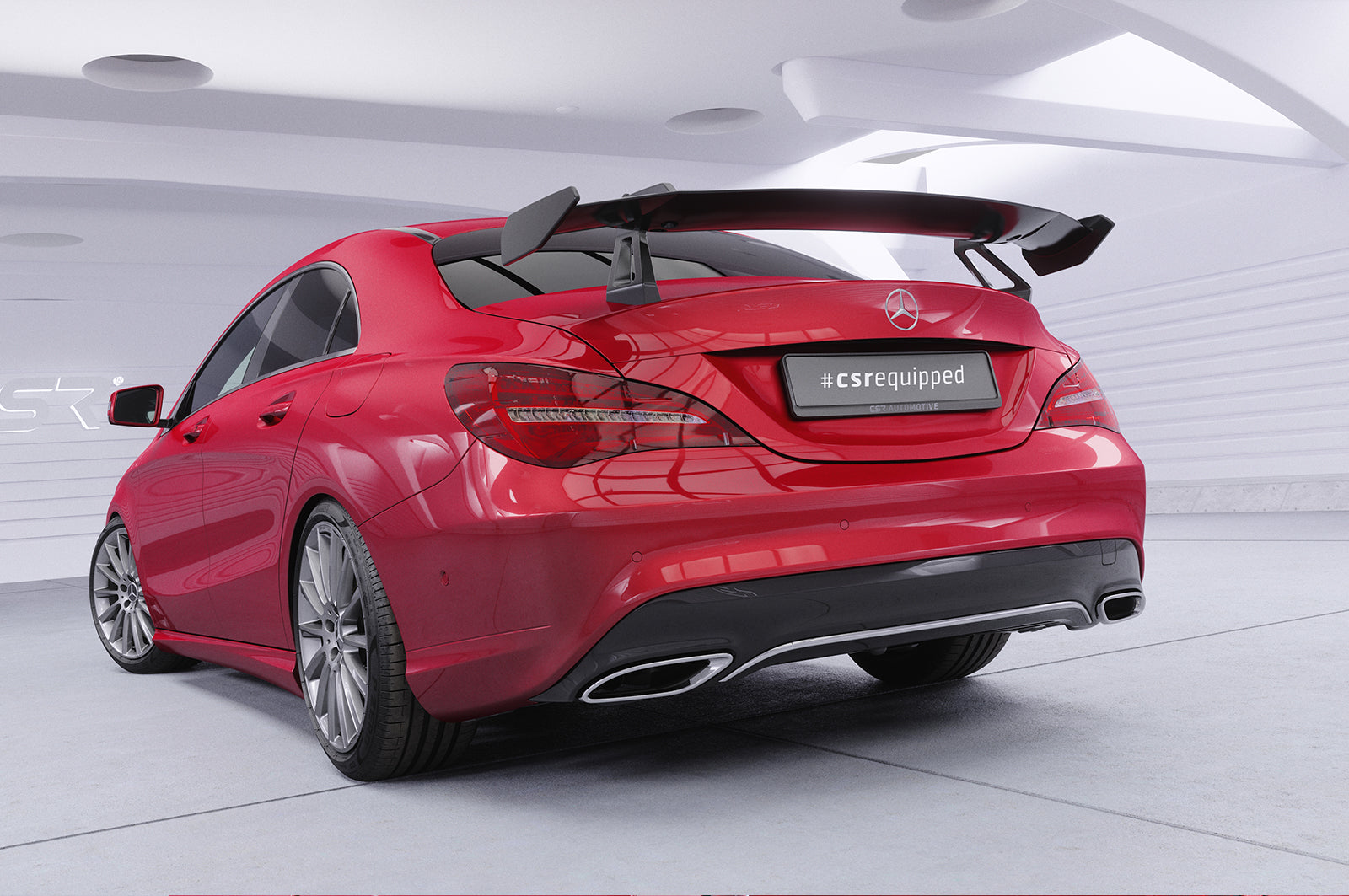 CSR Schwanenhals Heckflügel mit ABE für Mercedes-Benz CLA (C117) Limousine SHF069-D01-C Carbon Look Hochglanz (keine Lackierung erforderlich)