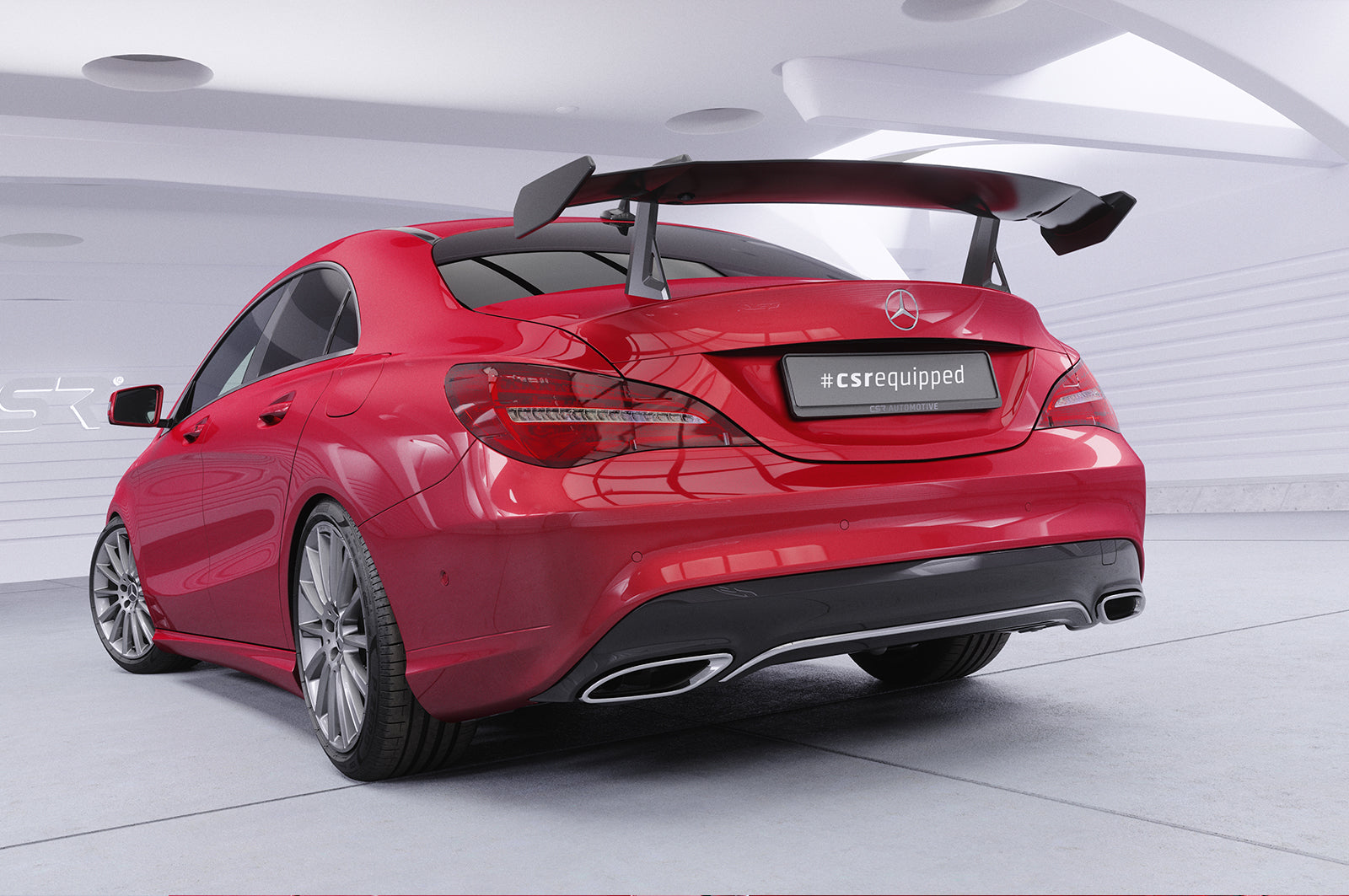 CSR Schwanenhals Heckflügel mit ABE für Mercedes-Benz CLA (C117) Limousine SHF069-D02-F002-F-L Design 2