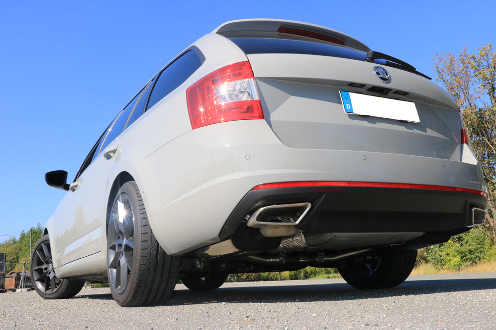 Fox passend fürSkoda Octavia 5E RS - TDI - 4x4 mit Diesel-Endrohrblenden Halbanlage rechts/links ab Kat - Austritt der Endrohre in den originalen Diesel-Endrohrblenden
