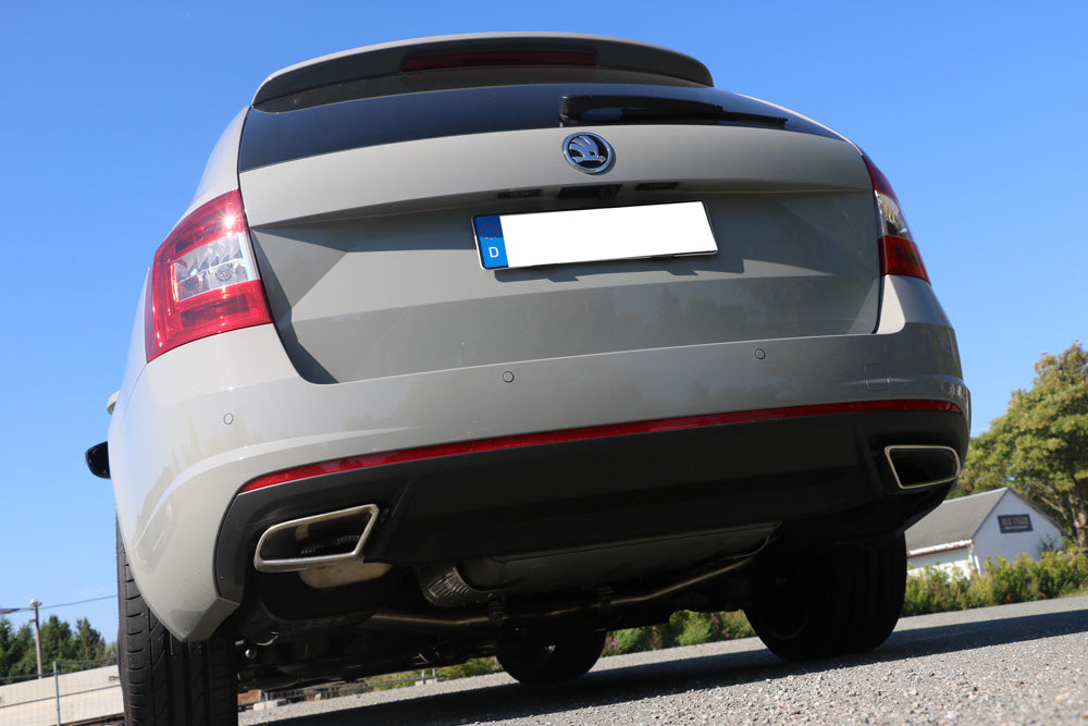 Fox passend fürSkoda Octavia 5E RS - TDI - 4x4 mit Diesel-Endrohrblenden Halbanlage rechts/links ab Kat - Austritt der Endrohre in den originalen Diesel-Endrohrblenden