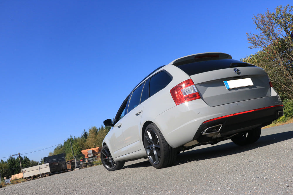 Fox passend fürSkoda Octavia 5E RS - TDI - 4x4 mit Diesel-Endrohrblenden Halbanlage rechts/links ab Kat - Austritt der Endrohre in den originalen Diesel-Endrohrblenden