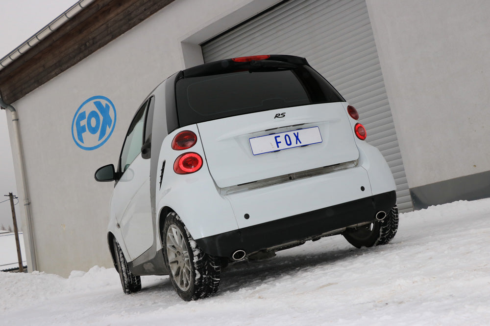 Fox passend fürSmart Fortwo Coupe 451 Endschalldämpfer quer Ausgang rechts/links inkl. Flexstück - 86x54 Typ 32 rechts/links
