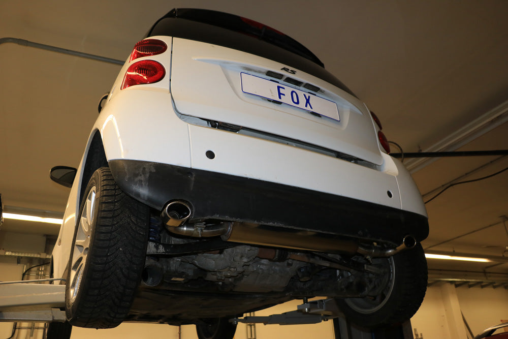Fox passend fürSmart Fortwo Coupe 451 Endschalldämpfer quer Ausgang rechts/links inkl. Flexstück - 86x54 Typ 32 rechts/links