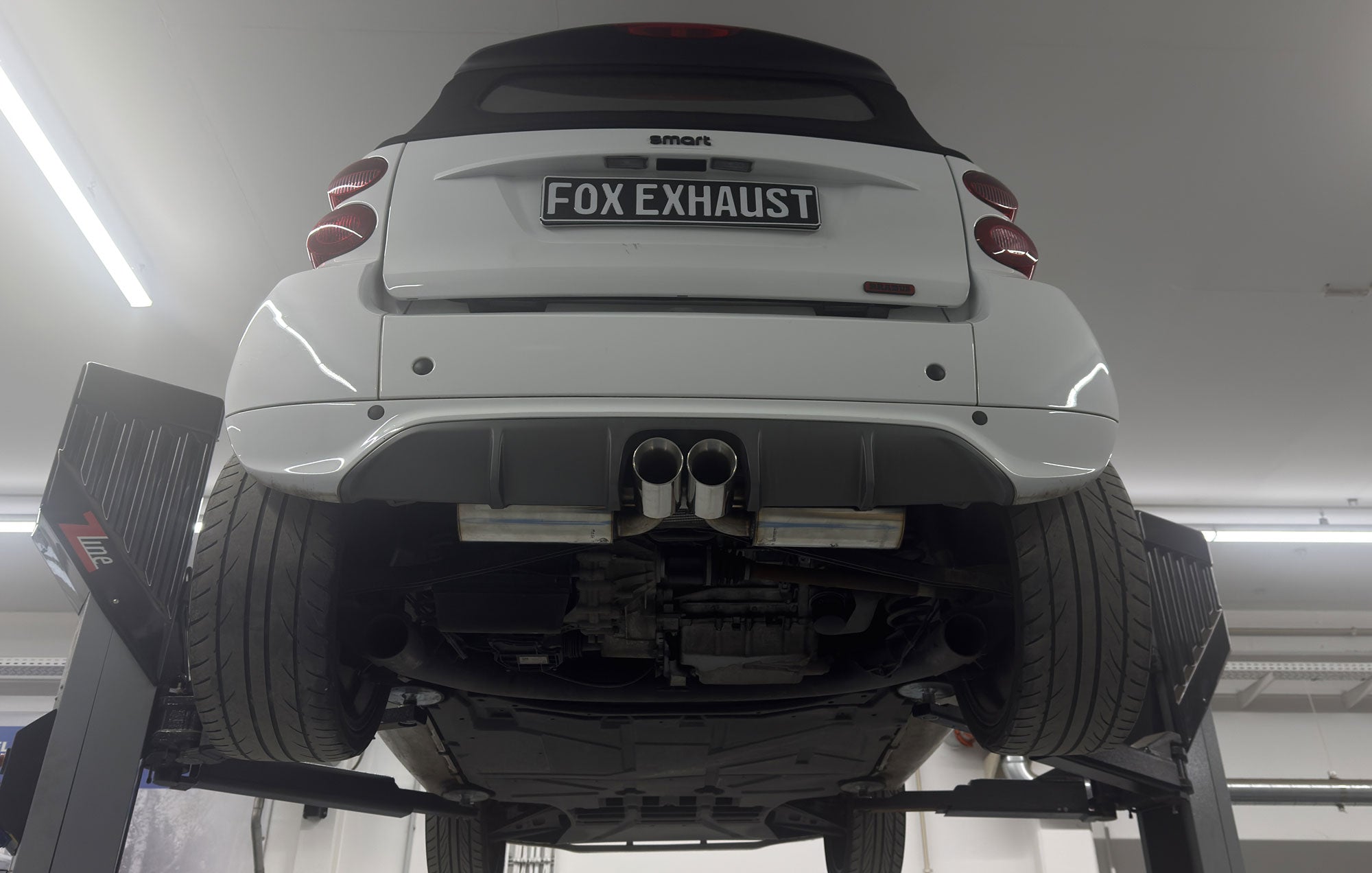 Fox passend fürSmart Fortwo 451 Turbo Endschalldämpfer Ausgang mittig inkl. Flexrohr - 2x80 Typ 25