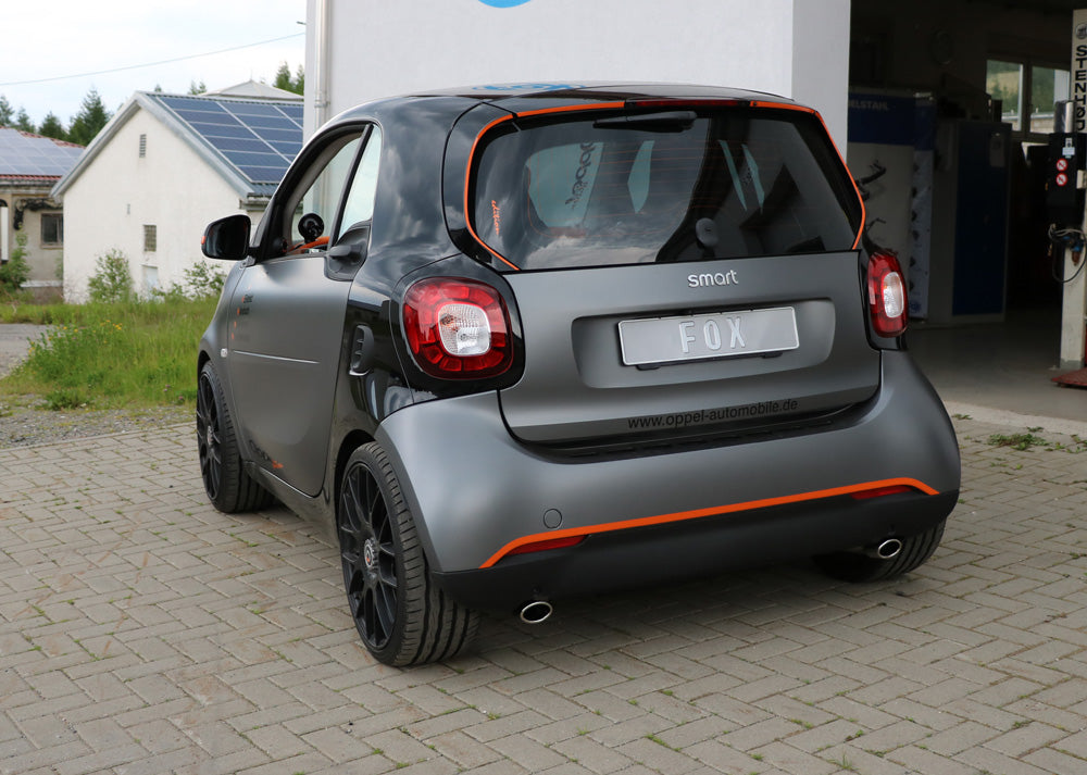 Fox passend fürSmart Fortwo 453 Endschalldämpfer quer Ausgang rechts/links inkl. Flexstück - 86x54 Typ 32 rechts/links