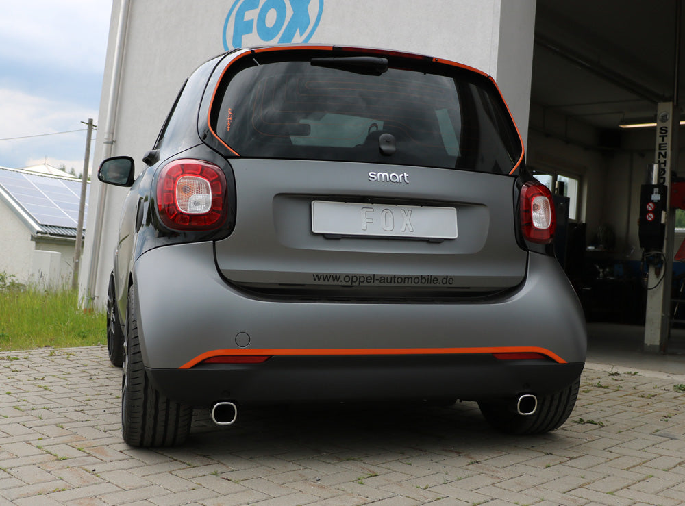 Fox passend fürSmart Fortwo 453 Endschalldämpfer quer Ausgang rechts/links inkl. Flexstück - 78x75 Typ 70 rechts/links