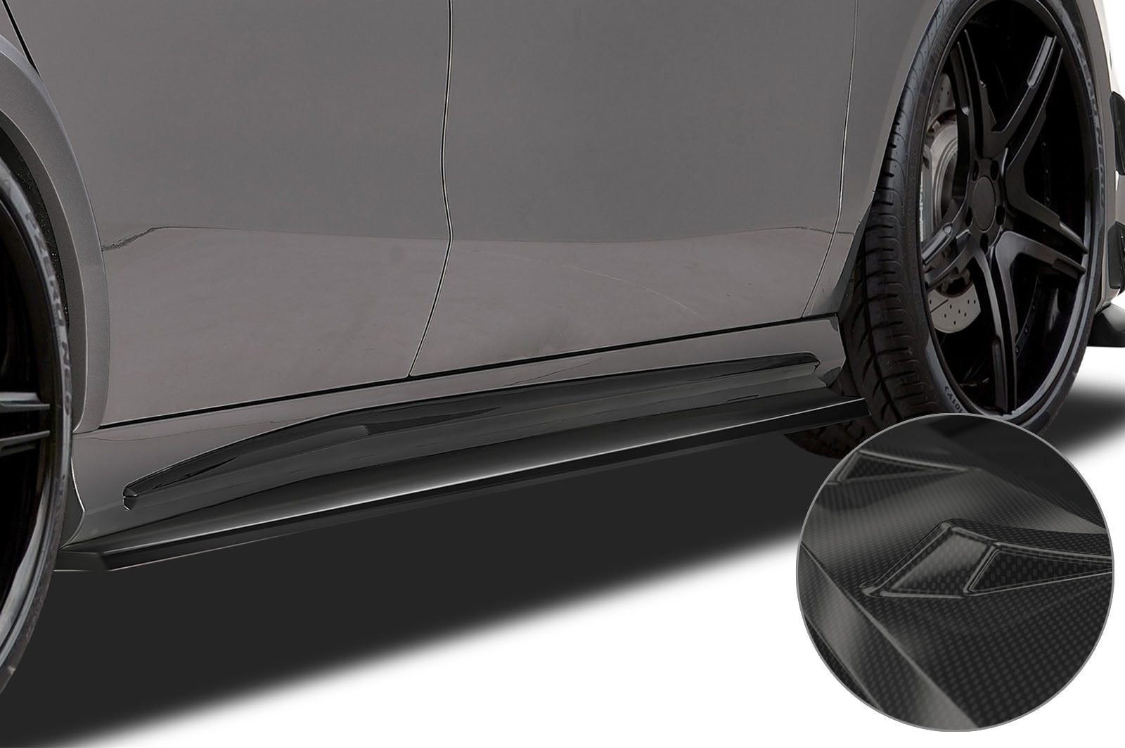 CSR Seitenschweller mit ABE für Mercedes-Benz CLA C117 X117 SS448-C Carbon Look Hochglanz (keine Lackierung erforderlich)