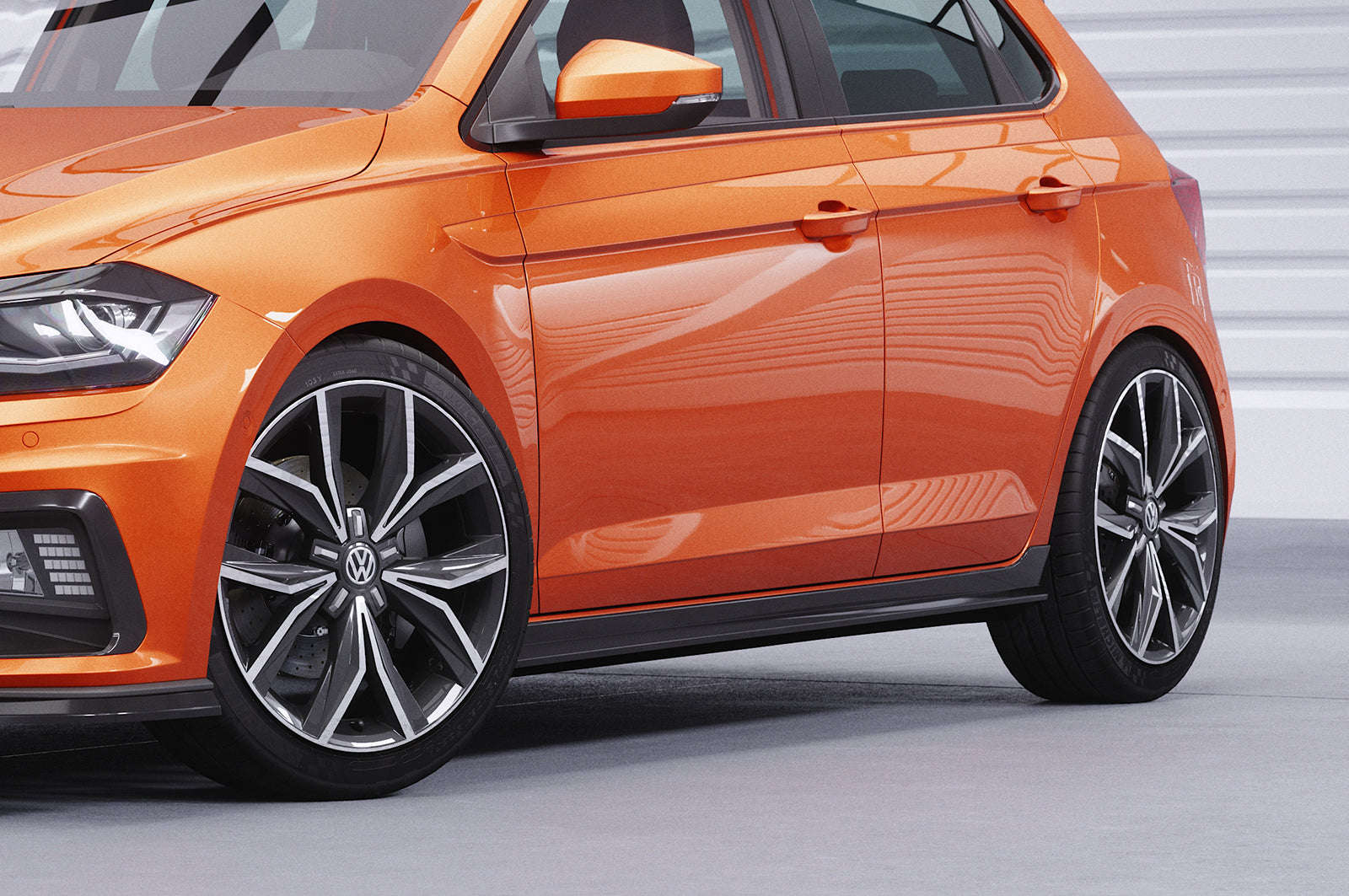 CSR Seitenschweller mit ABE für VW Polo VI 2G Typ AW SS462-S Strukturiert schwarz matt (keine Lackierung erforderlich)
