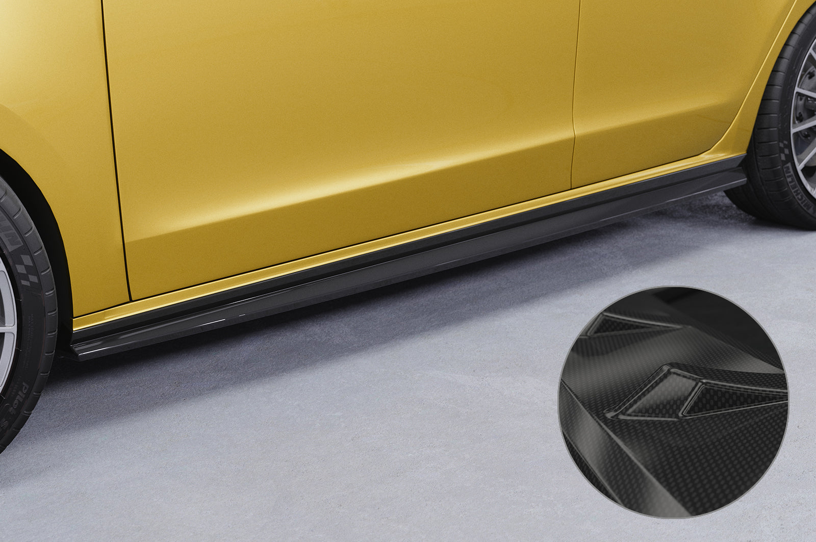 CSR Seitenschweller mit ABE für VW up!, Seat Mii, Skoda Citigo SS463-C Carbon Look Hochglanz (keine Lackierung erforderlich)