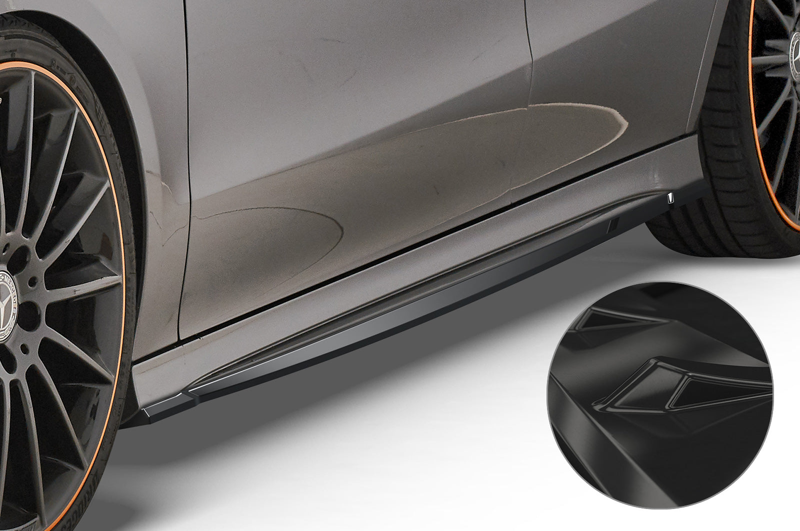 CSR Seitenschweller mit ABE für Mercedes-Benz CLA C118 / X118 AMG-Line SS470-G Glossy schwarz Hochglanz (keine Lackierung erforderlich)