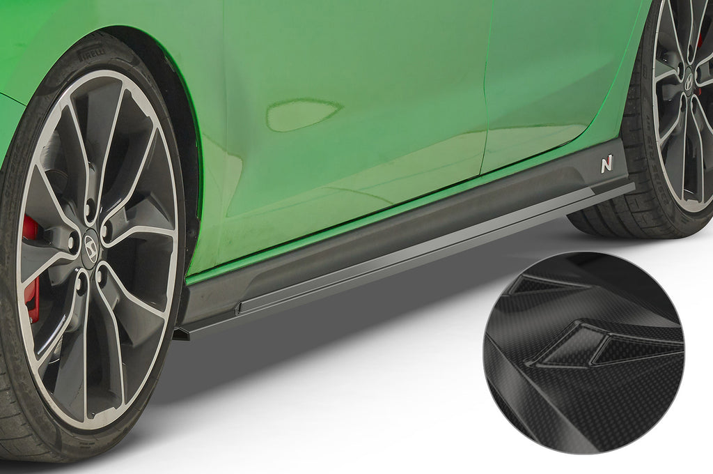CSR Seitenschweller mit ABE für Hyundai I30 N (PD) SS473-C Carbon Look Hochglanz (keine Lackierung erforderlich)