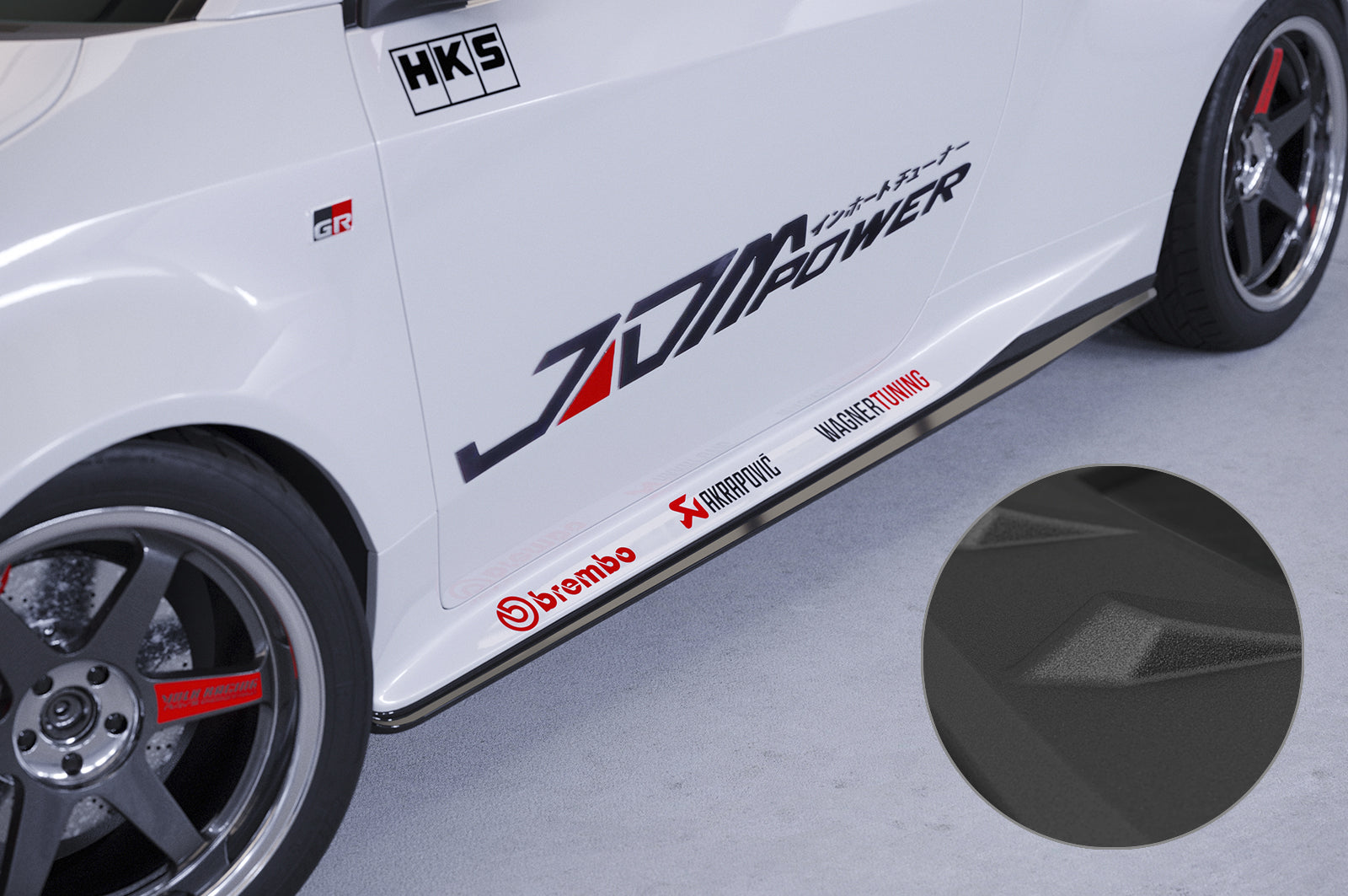 CSR Seitenschweller mit ABE für Toyota GR Yaris (XP21) SS481-S Strukturiert schwarz matt (keine Lackierung erforderlich)