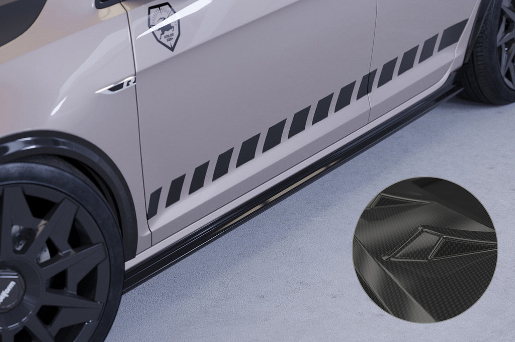CSR Seitenschweller mit ABE für VW Golf 7 (Typ AU) SS487-C Carbon Look Hochglanz (keine Lackierung erforderlich)