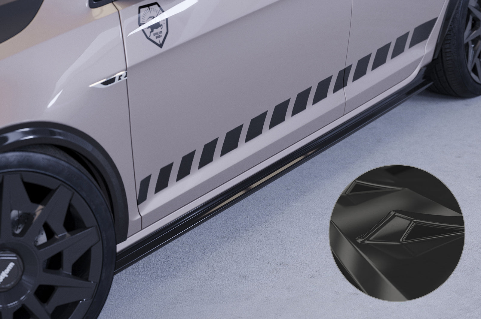 CSR Seitenschweller mit ABE für VW Golf 7 (Typ AU) SS487-G Glossy schwarz Hochglanz (keine Lackierung erforderlich)