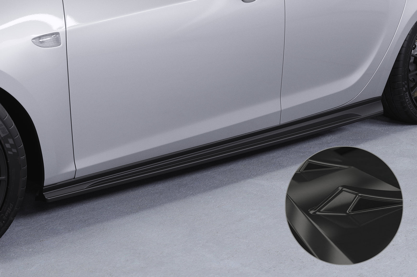 CSR Seitenschweller mit ABE für Opel Astra J Sports Tourer SS504-G Glossy schwarz Hochglanz (keine Lackierung erforderlich)