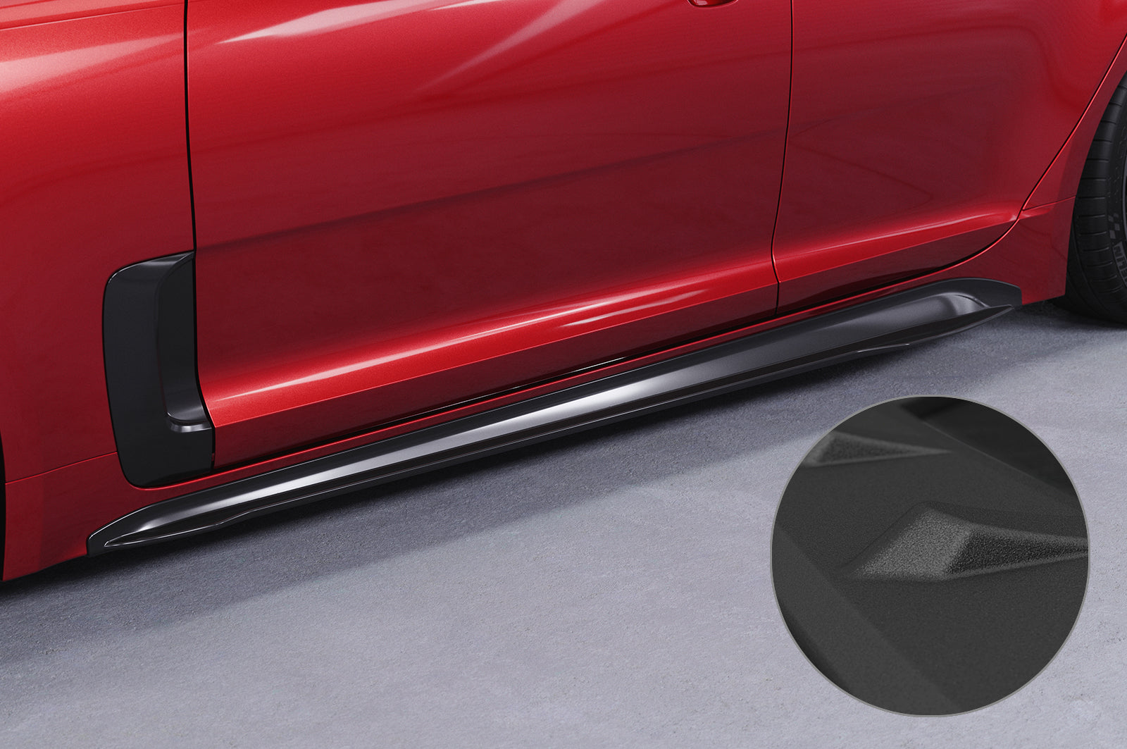 CSR Seitenschweller mit ABE für Kia Stinger GT SS509-S Strukturiert schwarz matt (keine Lackierung erforderlich)