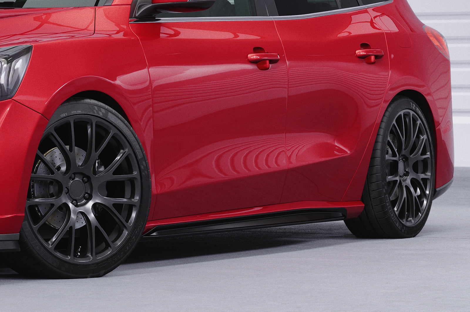 CSR Seitenschweller mit ABE für Ford Focus MK4 Turnier SS518-S Strukturiert schwarz matt (keine Lackierung erforderlich)