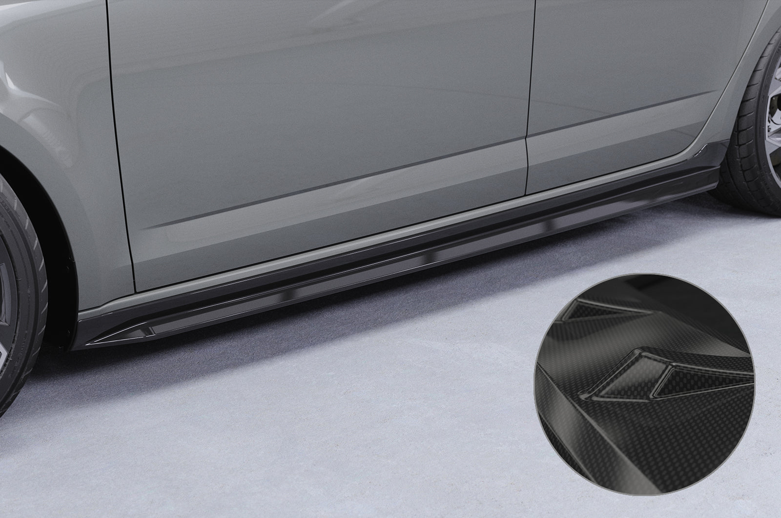 CSR Seitenschweller mit ABE für Skoda Octavia 3 Typ 5E SS523-C Carbon Look Hochglanz (keine Lackierung erforderlich)