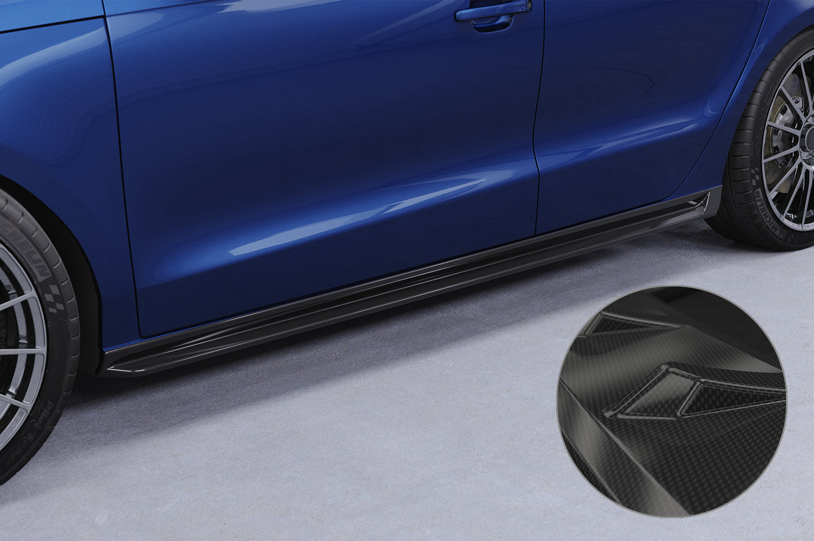 CSR Seitenschweller mit ABE für Audi A1 (8X) SS524-C Carbon Look Hochglanz (keine Lackierung erforderlich)