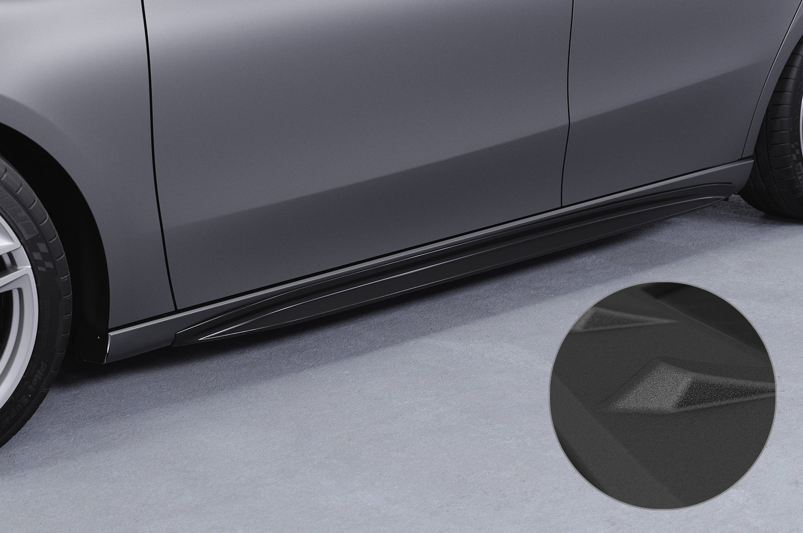CSR Seitenschweller mit ABE für Mercedes-Benz A-Klasse (W177) SS527-S Strukturiert schwarz matt (keine Lackierung erforderlich)