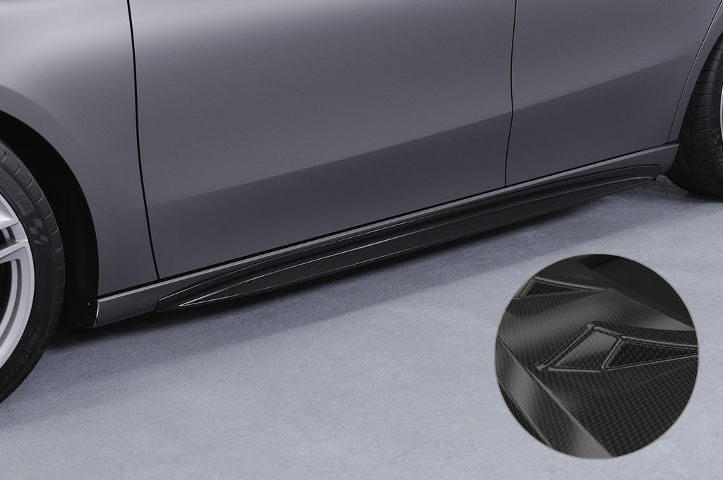 CSR Seitenschweller mit ABE für Mercedes-Benz A-Klasse (W177) SS527-C Carbon Look Hochglanz (keine Lackierung erforderlich)