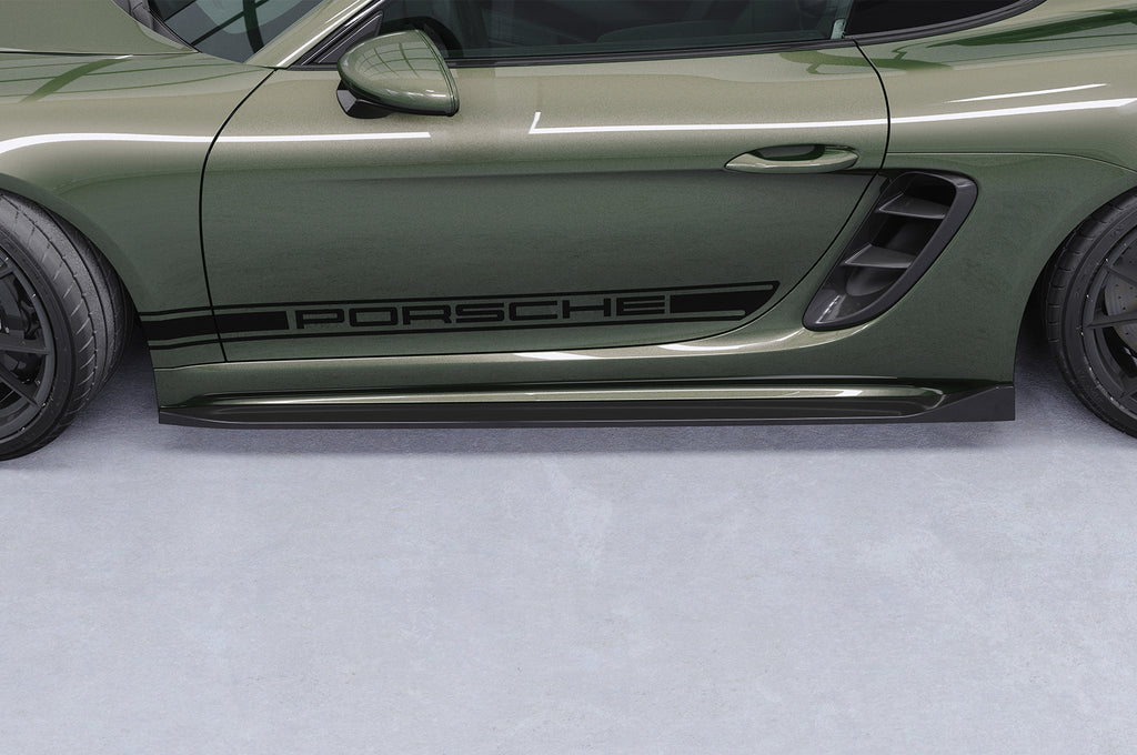 CSR Seitenschweller mit ABE für Porsche 718 Boxster / Cayman (Typ 982) SS533-G Glossy schwarz Hochglanz (keine Lackierung erforderlich)