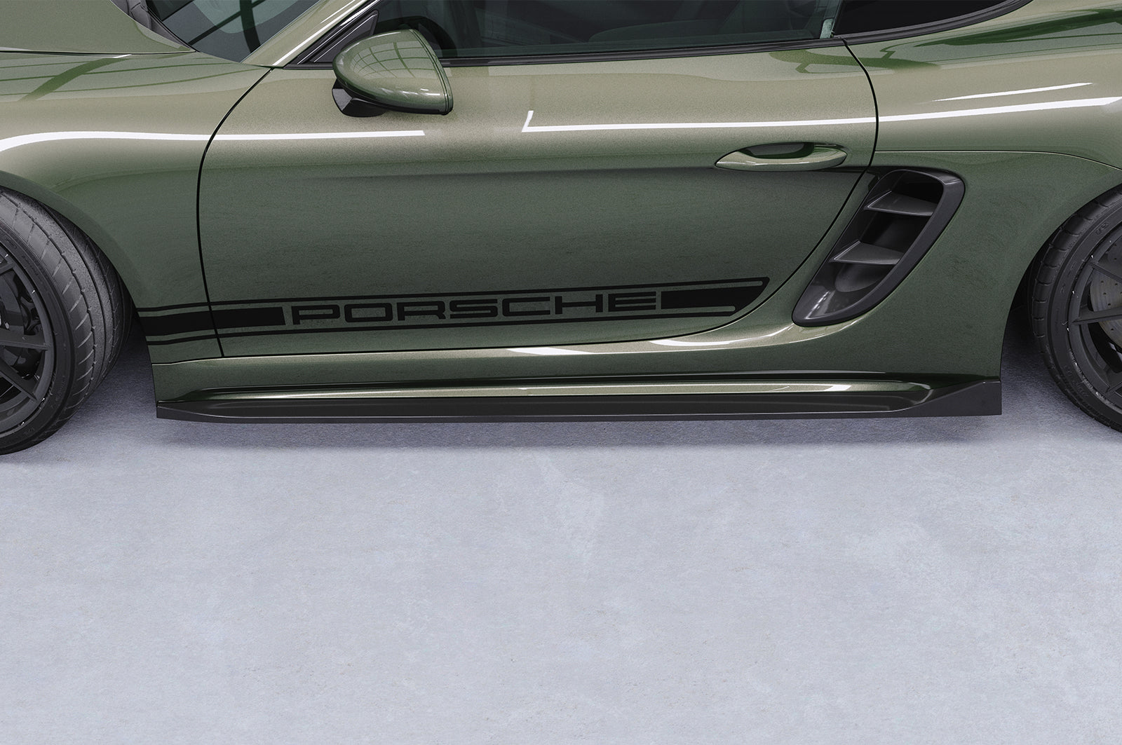 CSR Seitenschweller mit ABE für Porsche 718 Boxster / Cayman (Typ 982) SS533-G Glossy schwarz Hochglanz (keine Lackierung erforderlich)