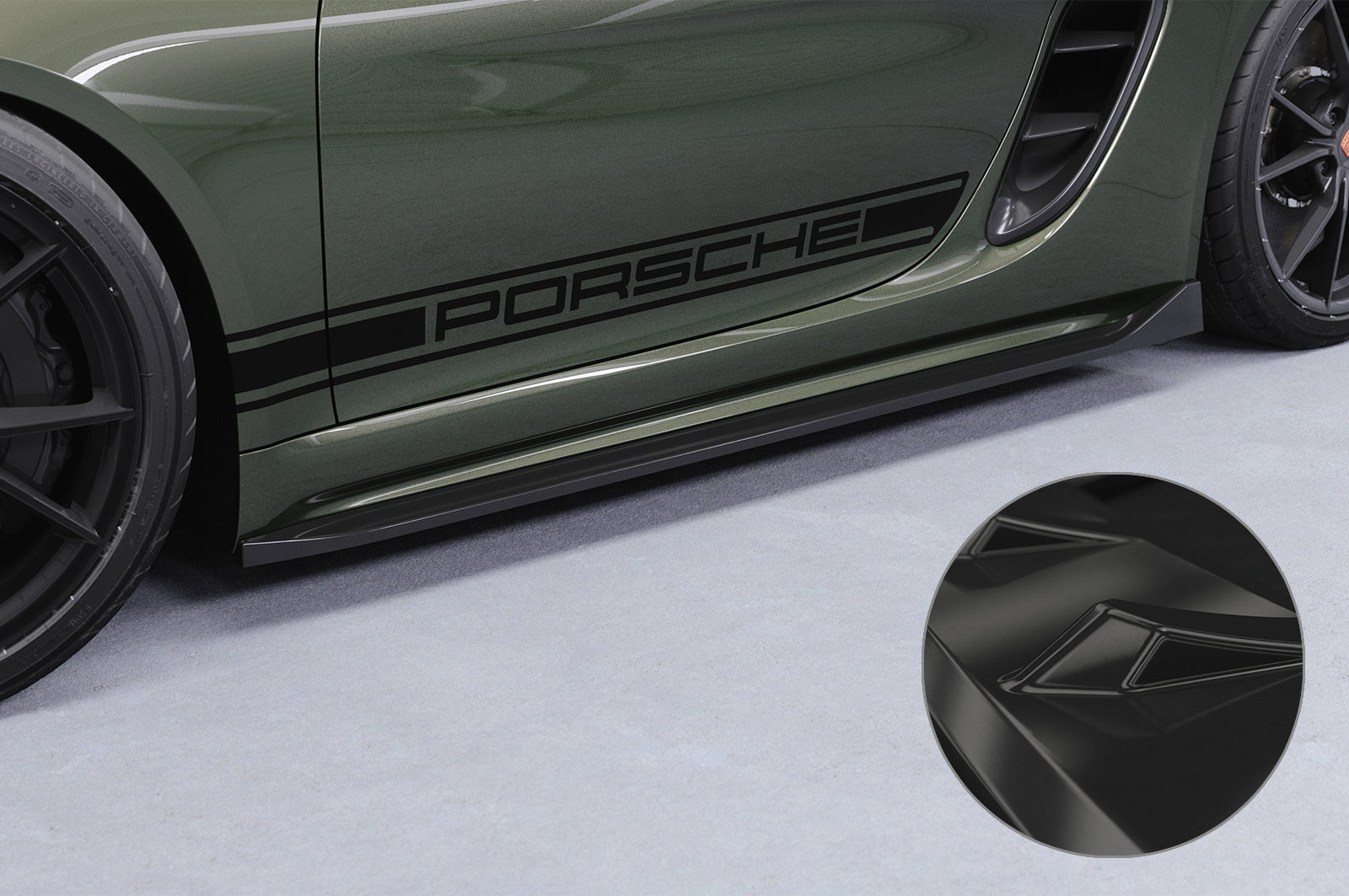 CSR Seitenschweller mit ABE für Porsche 718 Boxster / Cayman (Typ 982) SS533-G Glossy schwarz Hochglanz (keine Lackierung erforderlich)