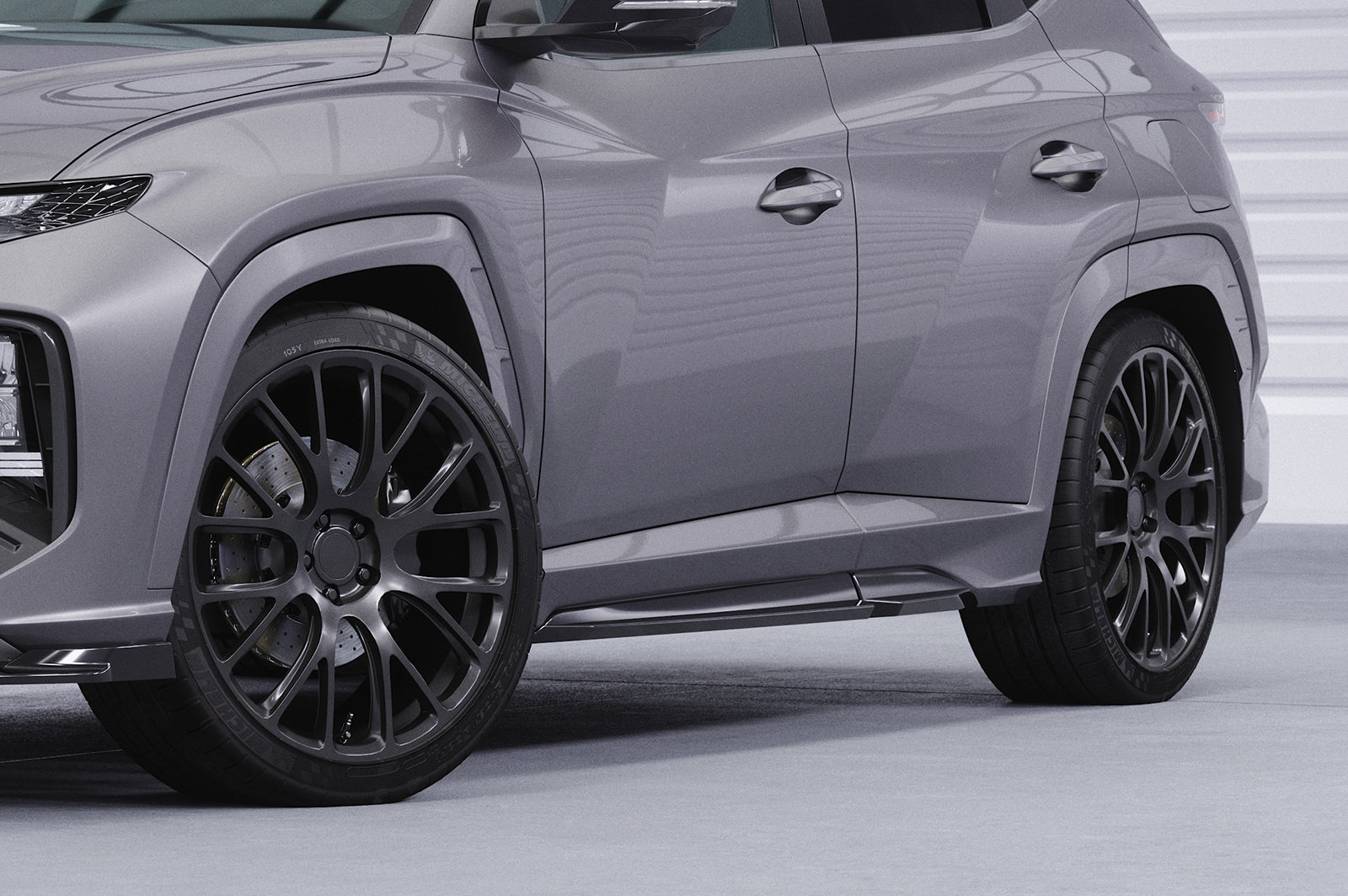 CSR Seitenschweller mit ABE für Hyundai Tucson 4 (NX4) N-Line SS570-S Strukturiert schwarz matt (keine Lackierung erforderlich)