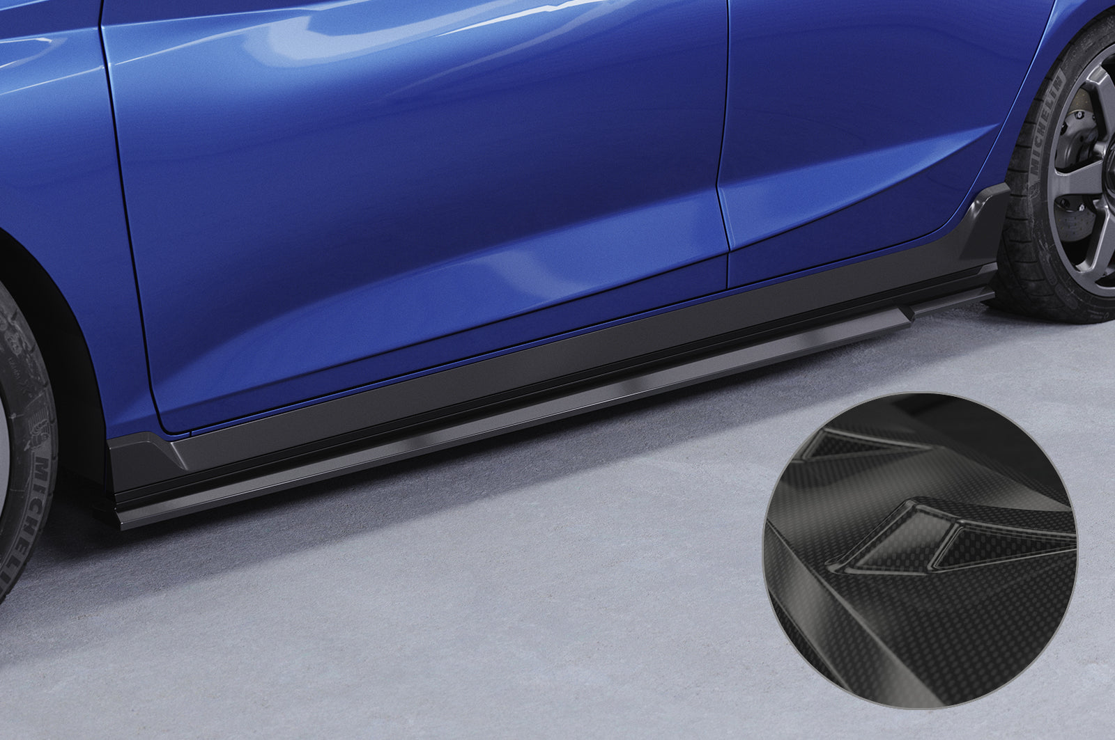 CSR Seitenschweller mit ABE für Hyundai I20 (BC3) N-Line SS574-C Carbon Look Hochglanz (keine Lackierung erforderlich)