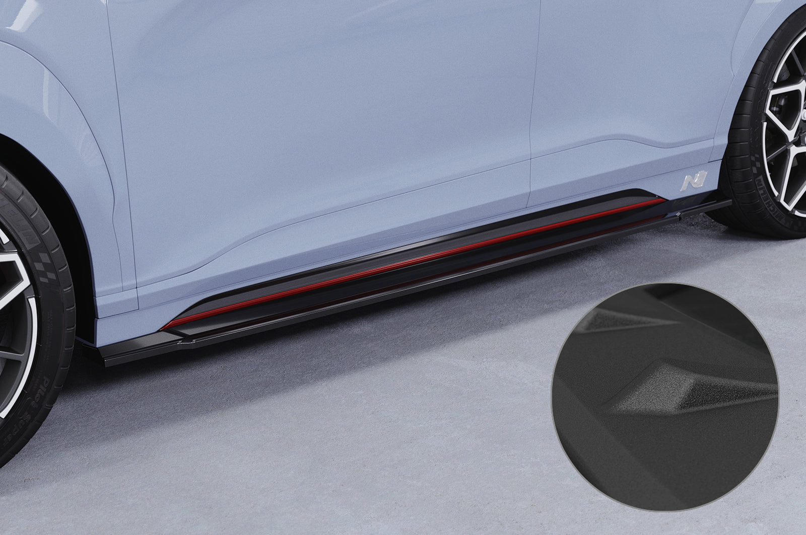 CSR Seitenschweller mit ABE für Hyundai Kona (1.Gen) N/N-Line SS577-S Strukturiert schwarz matt (keine Lackierung erforderlich)