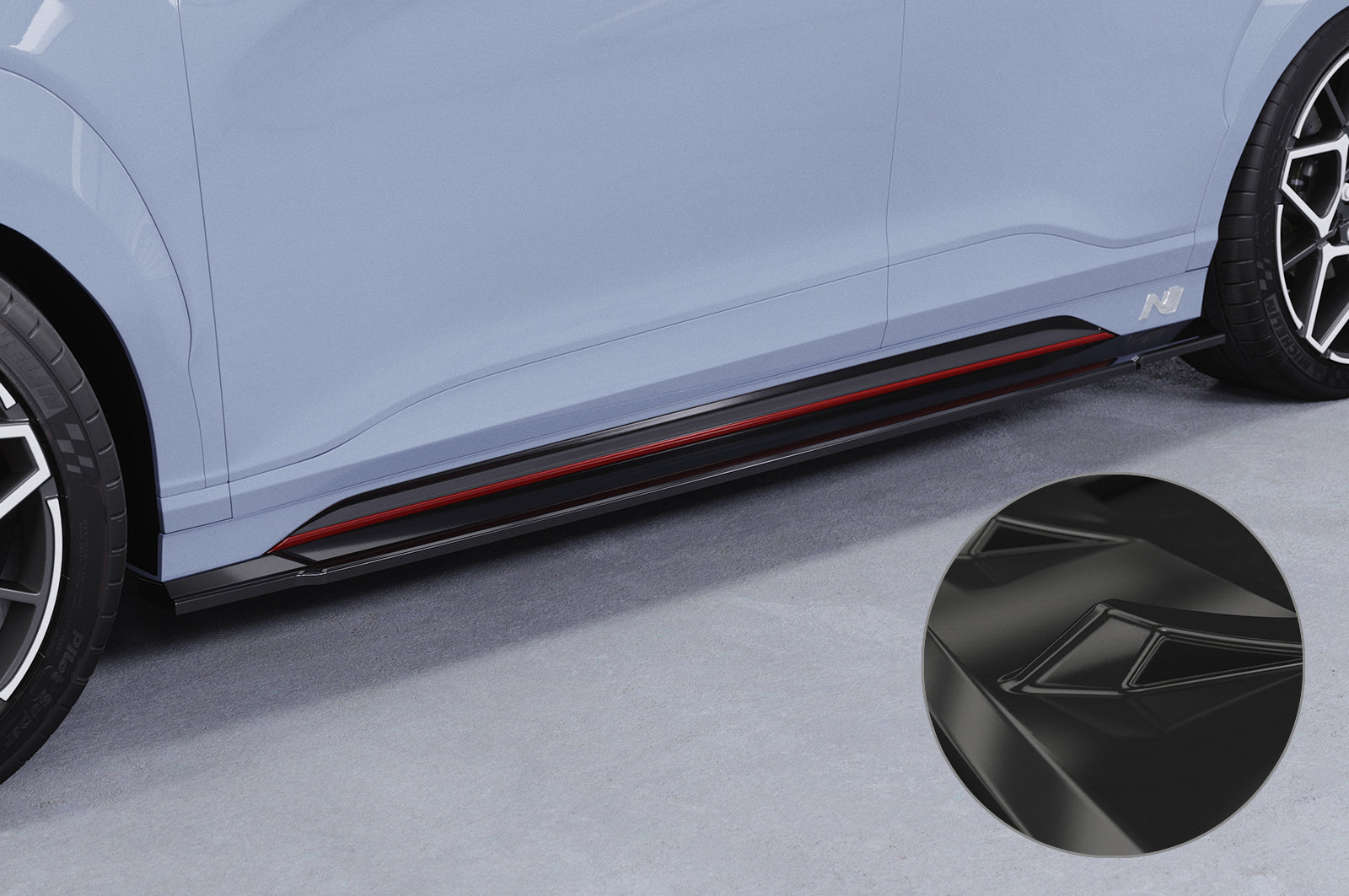 CSR Seitenschweller mit ABE für Hyundai Kona (1.Gen) N/N-Line SS577-G Glossy schwarz Hochglanz (keine Lackierung erforderlich)