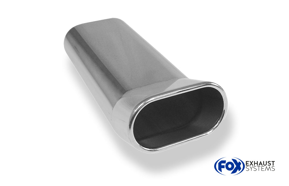 Fox Anschweißendrohr Typ 56 160x80 mm / Länge: 350 mm - flachoval / eingerollt / FOX-Design / ohne Absorber