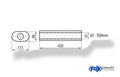 Fox Uni-Schalldämpfer oval ohne Stutzen - Abwicklung 450 173x98mm, d1Ø 50mm, Länge: 420mm