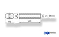 Fox Uni-Schalldämpfer oval ohne Stutzen - Abwicklung 450 173x98mm, d1Ø 55mm, Länge: 420mm