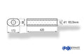 Fox Uni-Schalldämpfer oval ohne Stutzen - Abwicklung 450 173x98mm, d1Ø 63,5mm, Länge: 420mm