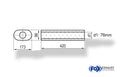 Fox Uni-Schalldämpfer oval ohne Stutzen - Abwicklung 450 173x98mm, d1Ø 76mm, Länge: 420mm