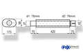 Fox Uni-Schalldämpfer oval mit Stutzen - Abwicklung 450 173x98mm, d1Ø 76mm  d2Ø 76,5mm, Länge: 420mm